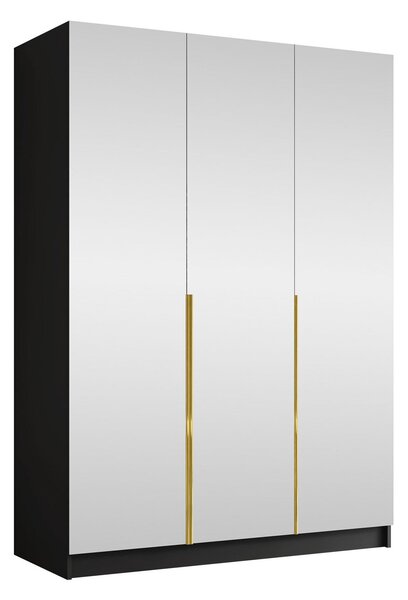 Gardróbszekrény Closico Decoron III, Laminált forgácslap, 215x150x58cm, Fekete, Aranysárga