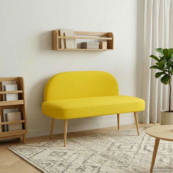 VidaXL Kárpitozott pad háttámlával Halványsárga 110 x 60 x 76 cm