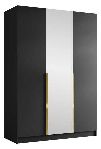 Gardróbszekrény Closico Decoron II, Laminált forgácslap, 215x150x58cm, Aranysárga, Fekete