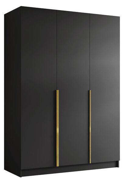 Gardróbszekrény Closico Decoron I, Laminált forgácslap, 215x150x58cm, Fekete, Aranysárga