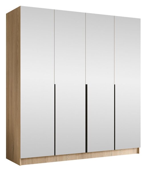 Gardróbszekrény Closico Navor III, Laminált forgácslap, 215x200x58cm, Cremona tölgy, Fekete