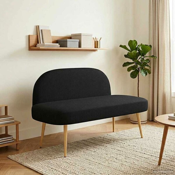 VidaXL Kárpitozott pad háttámlával Fekete 110 x 60 x 76 cm