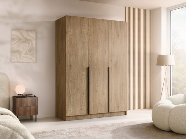 Gardróbszekrény Closico Decoron I, Laminált forgácslap, 215x150x58cm, Cremona tölgy, Fekete