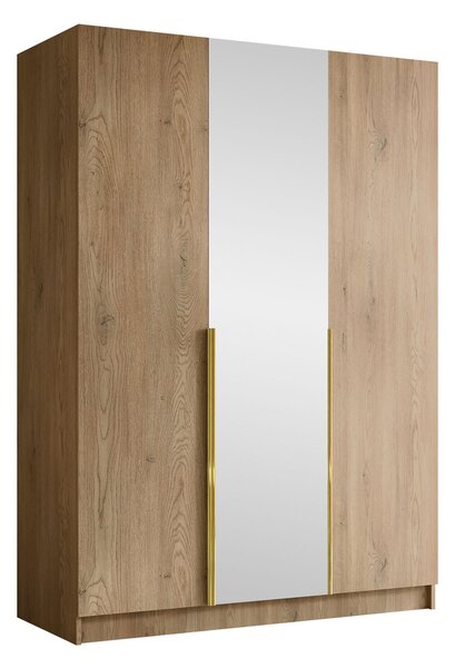 Gardróbszekrény Closico Decoron II, Laminált forgácslap, 215x150x58cm, Cremona tölgy, Aranysárga