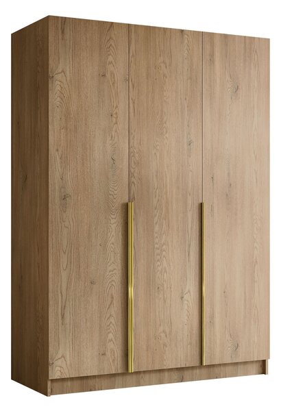 Gardróbszekrény Closico Decoron I, Laminált forgácslap, 215x150x58cm, Cremona tölgy, Aranysárga