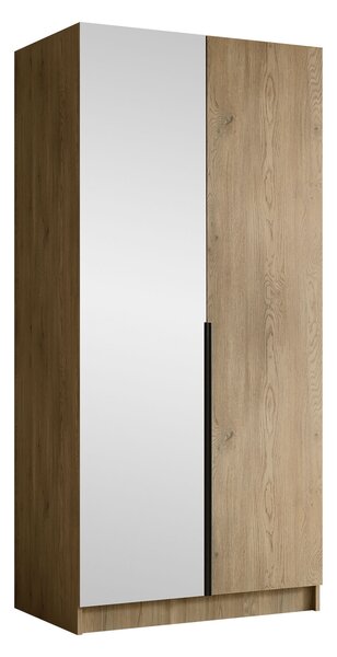 Gardróbszekrény Closico Staton II, Laminált forgácslap, 215x100x58cm, Cremona tölgy, Fekete