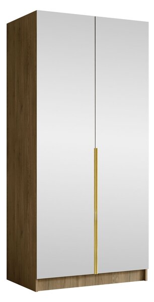 Gardróbszekrény Closico Staton III, Laminált forgácslap, 215x100x58cm, Aranysárga, Cremona tölgy