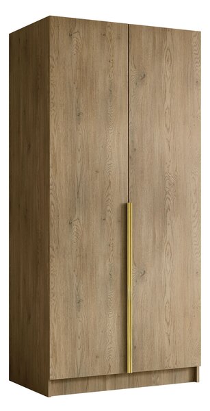 Gardróbszekrény Closico Staton I, Laminált forgácslap, 215x100x58cm, Cremona tölgy, Aranysárga