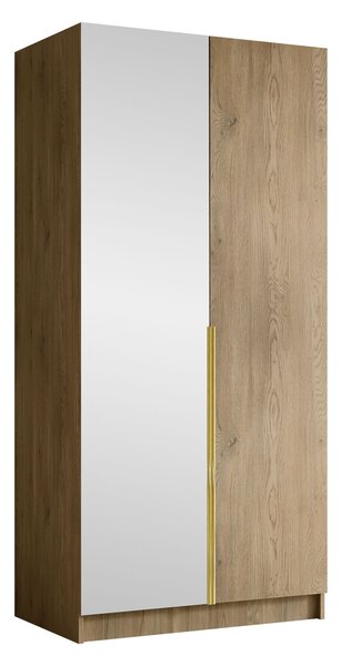 Gardróbszekrény Closico Staton II, Laminált forgácslap, 215x100x58cm, Cremona tölgy, Aranysárga