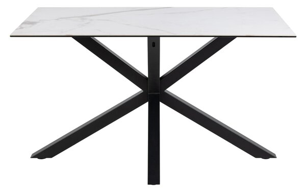 Asztal Norsica 918, 76x80cm, Fehér márvány, Fekete