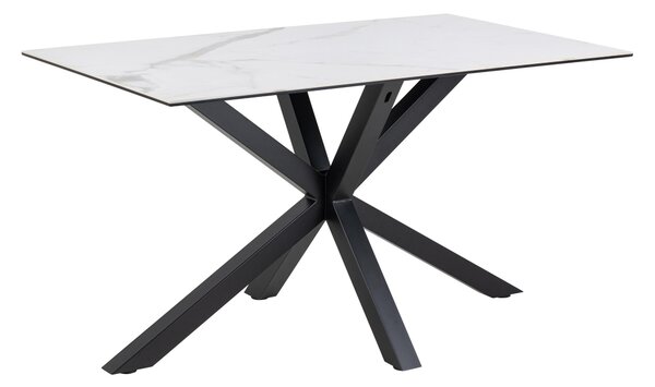Asztal Norsica 918, 76x80cm, Fehér márvány, Fekete