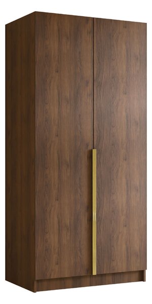 Gardróbszekrény Closico Staton I, Laminált forgácslap, 215x100x58cm, Aranysárga, Dió