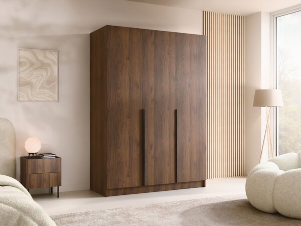 Gardróbszekrény Closico Decoron I, Laminált forgácslap, 215x150x58cm, Dió, Fekete