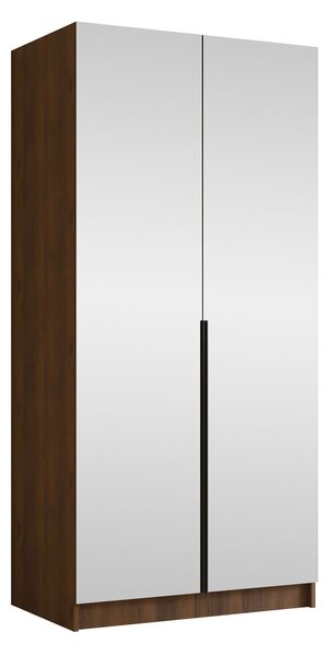 Gardróbszekrény Closico Staton III, Laminált forgácslap, 215x100x58cm, Dió, Fekete