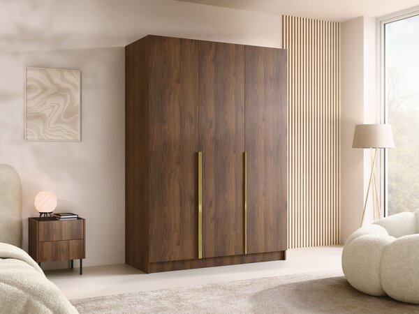Gardróbszekrény Closico Decoron I, Laminált forgácslap, 215x150x58cm, Aranysárga, Dió