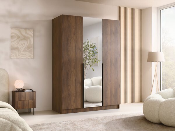 Gardróbszekrény Closico Decoron II, Laminált forgácslap, 215x150x58cm, Dió, Fekete