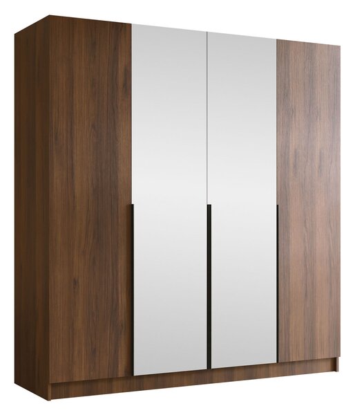 Gardróbszekrény Closico Navor II, Laminált forgácslap, 215x200x58cm, Dió, Fekete