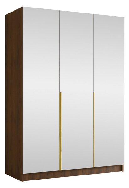 Gardróbszekrény Closico Decoron III, Laminált forgácslap, 215x150x58cm, Aranysárga, Dió