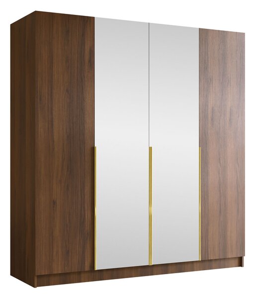 Gardróbszekrény Closico Navor II, Laminált forgácslap, 215x200x58cm, Aranysárga, Dió