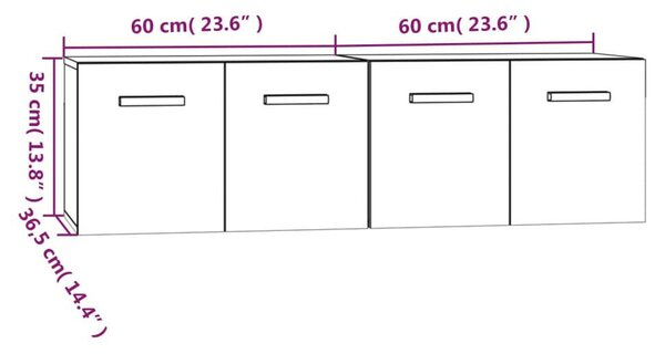 2 db sonoma tölgy színű szerelt fa faliszekrény 60x36,5x35 cm