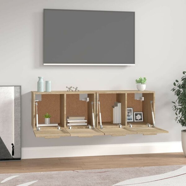 2 db sonoma tölgy színű szerelt fa faliszekrény 60x36,5x35 cm