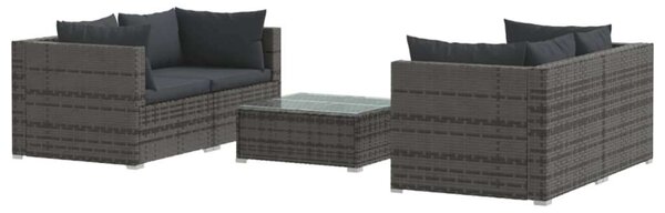 VidaXL 5 részes szürke polyrattan kerti ülőgarnitúra párnákkal