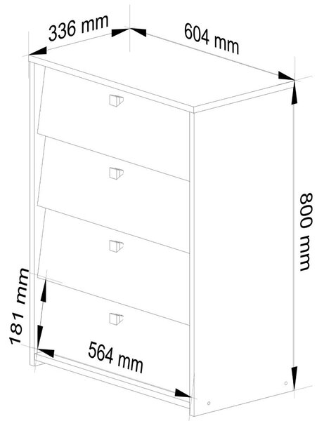 AKORD Klasszikus Billenő Ajtós Cipősszekrény Laminált Wenge 60cm