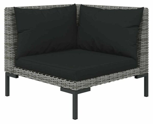 Polyrattan Kerti Bútorszett - 9 részes - Sötétszürke