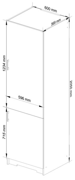 AKORD Lima Beépíthető Hűtőszekrény Szekrény Laminált Fehér-Sonoma Tölgy