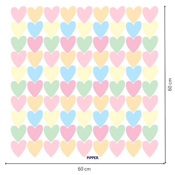 PIPPER. Textil falmatrica "Szívek" 60x60cm Szín: Sötét türkiz színek