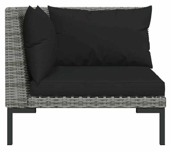 Polyrattan Kerti Bútorszett - 9 részes - Sötétszürke