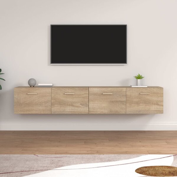 2 db sonoma tölgy színű szerelt fa faliszekrény 100x36,5x35 cm