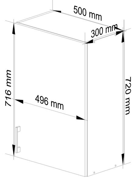AKORD Lima Fali Konyhaszekrény Sonoma Tölgy Fehér 50cm