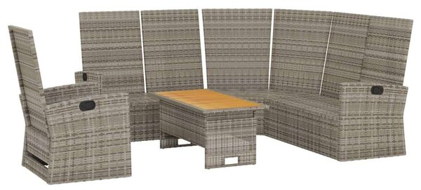 VidaXL 3 részes szürke polyrattan kerti ülőgarnitúra párnákkal