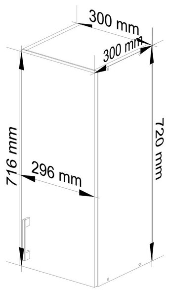AKORD Lima Fali Konyhaszekrény Sonoma Tölgy-Fehér 30cm