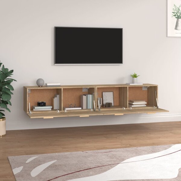 2 db sonoma tölgy színű szerelt fa faliszekrény 100x36,5x35 cm