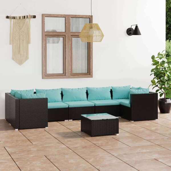 VidaXL Polyrattan Kerti Ülőgarnitúra - 8 részes - Fekete