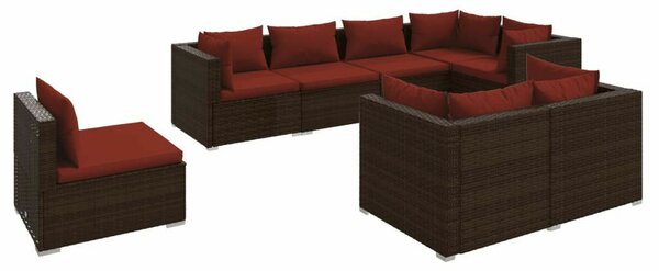 VidaXL 8 részes barna polyrattan kerti ülőgarnitúra párnákkal