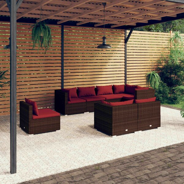 VidaXL 8 részes barna polyrattan kerti ülőgarnitúra párnákkal