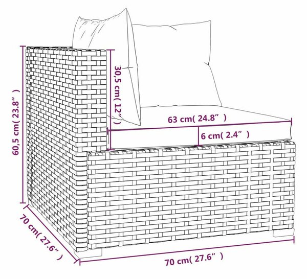 VidaXL 8 részes barna polyrattan kerti ülőgarnitúra párnákkal