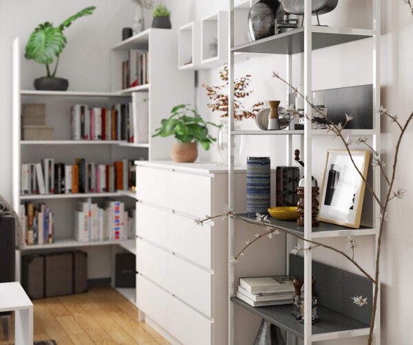 AKORD Loft 700 Fém Polcos Állvány Fehér/Szürke