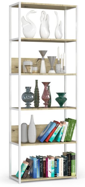 AKORD Loft 700 Fém Polcos Állvány Fehér/Artisan Tölgy