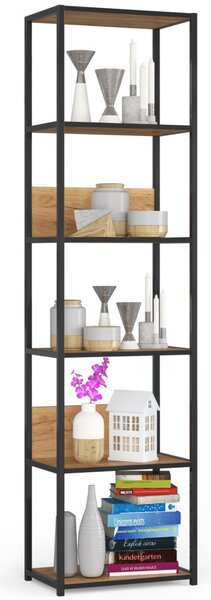 AKORD Loft Ipari Polcos Állvány Fekete/Tölgy Craft