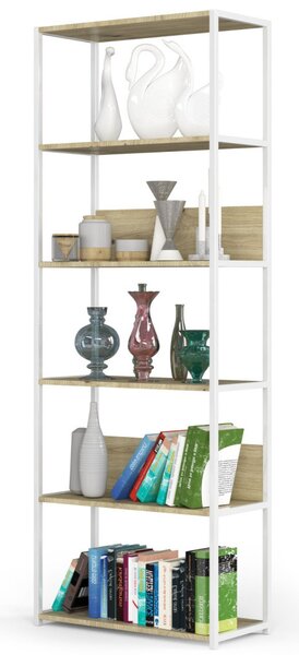 AKORD Loft 700 Fém Polcos Állvány Fehér/Artisan Tölgy