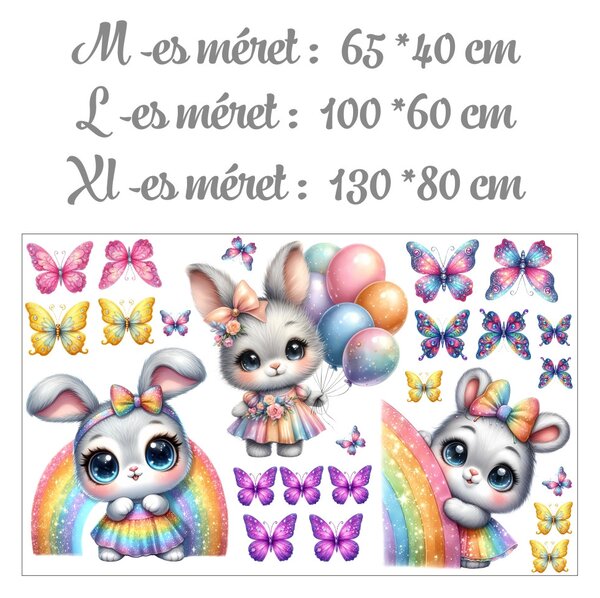 Babaszoba falmatrica – nyuszi boldogság, saját névvel kérhető