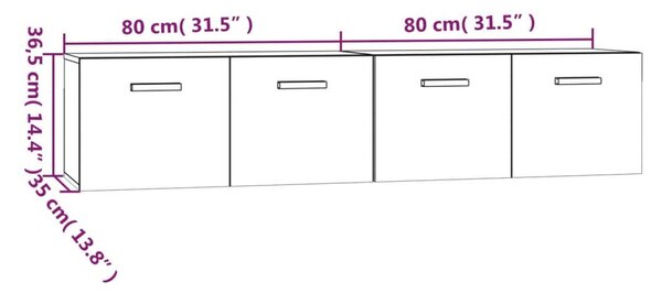 2 db sonoma tölgy színű szerelt fa faliszekrény 80x35x36,5 cm