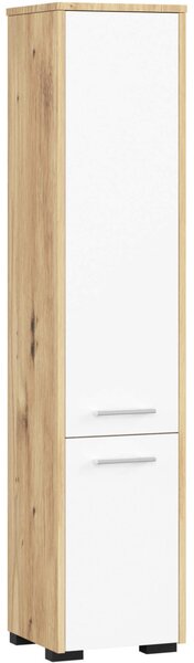 AKORD FIN Fürdőszobai Oszlopszekrény 140cm Artisan Tölgy-Fehér