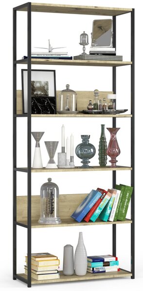 AKORD Loft Ipari Polcos Állvány Artisan Tölgy Fekete 6 Polcos REGINDCZARARTCL800