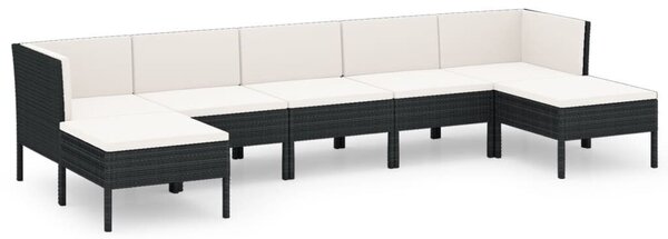 VidaXL 7 részes fekete polyrattan kerti ülőgarnitúra párnákkal