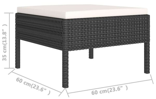 VidaXL 7 részes fekete polyrattan kerti ülőgarnitúra párnákkal